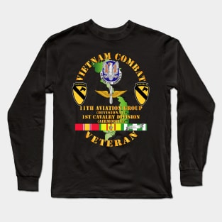 Vietnam Combat Cavalry Veteran w 11th Aviation Group - 1st Cav Div Long Sleeve T-Shirt